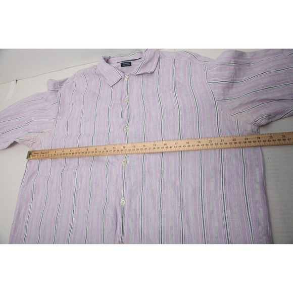 Polo Ralph Lauren Shirt Mens Large Purple Striped Bonnard 100% Linen Button Up - Picture 5 of 9
